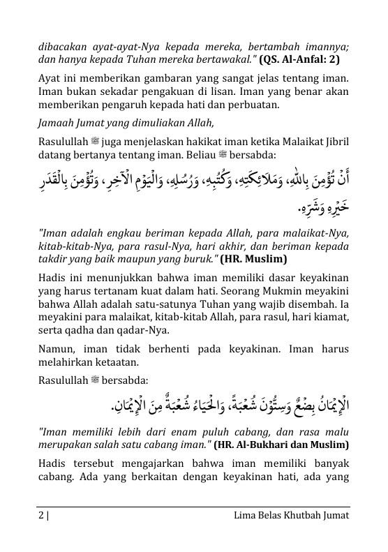 CAHAYA IMAN DALAM KEHIDUPAN: 15 Khutbah Jumat untuk Menguatkan Keimanan Sehari-hari preview 3