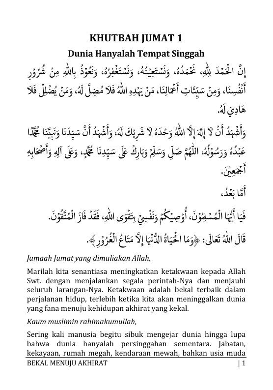 BEKAL MENUJU AKHIRAT: 15 Khutbah Jumat tentang Persiapan Menghadap Allah preview 2