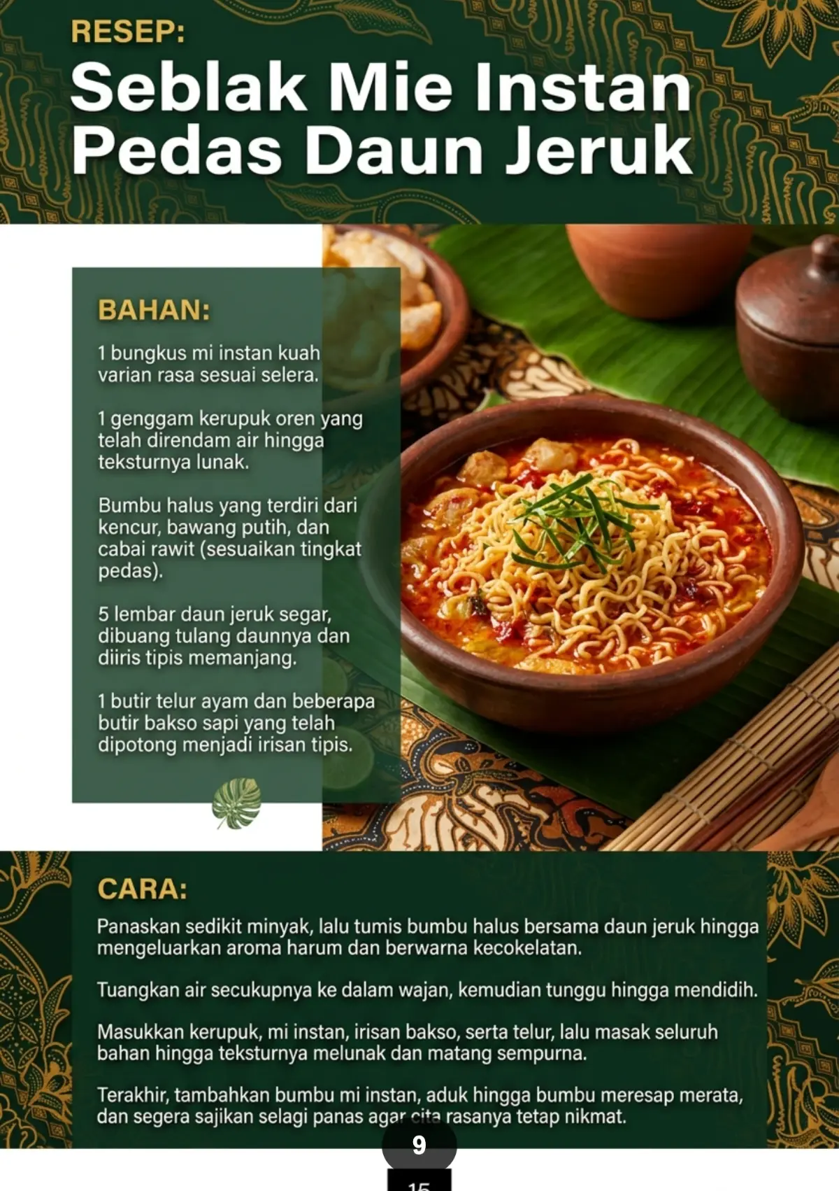 OLAHAN MIE INSTAN KREATIF - Praktis Lezat Dengan Bahan Tambahan preview 3