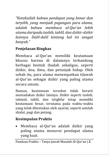 PANDUAN PRAKTIS TANYA JAWAB  MASALAH AL-QUR’AN - menyajikan berbagai permasalahan fiqh seputar  al-Qur’an. preview 3