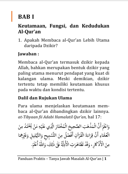 PANDUAN PRAKTIS TANYA JAWAB  MASALAH AL-QUR’AN - menyajikan berbagai permasalahan fiqh seputar  al-Qur’an. preview 2