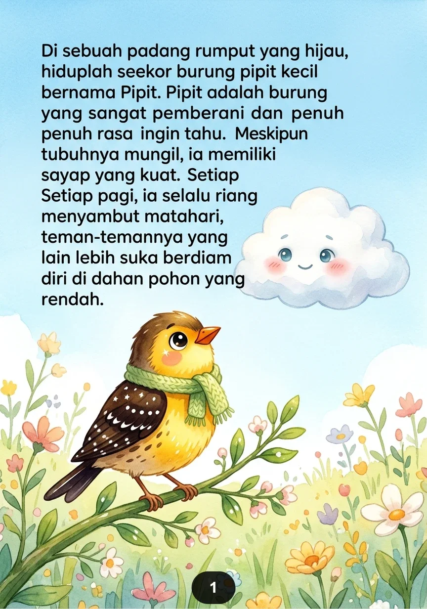 SANG SAHABAT DARI LANGIT Persahabatan Burung Kecil dan Awan Putih preview 1