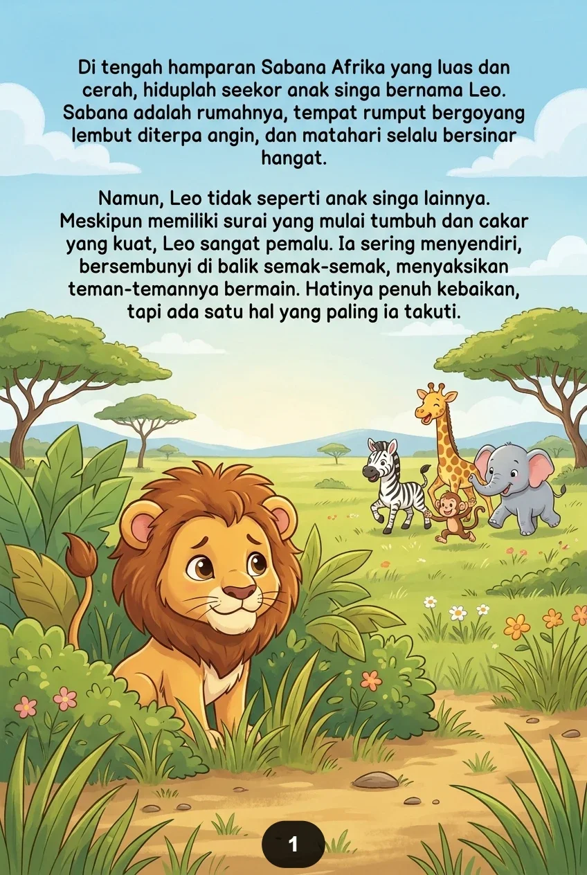SI SINGA PEMALU DARI SABANA Belajar Percaya Diri Bersama Teman preview 1
