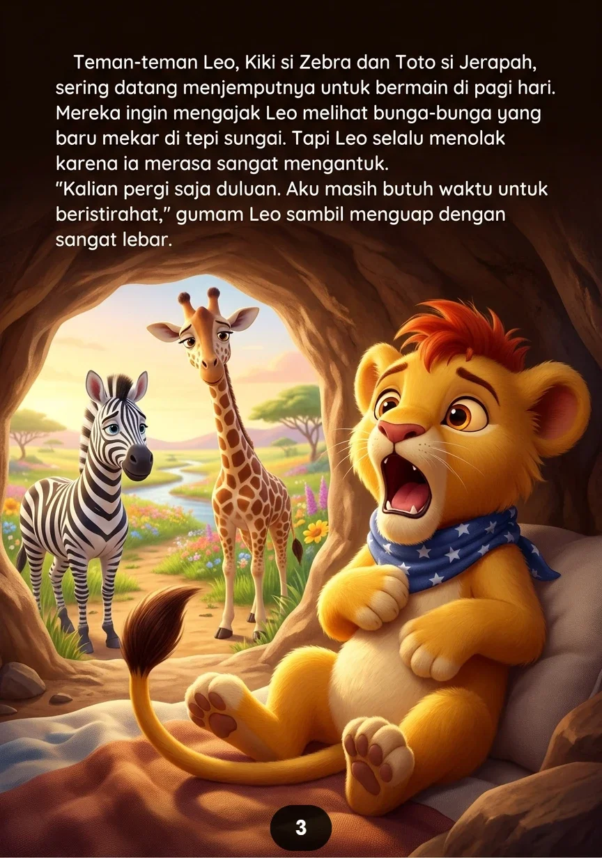 SINGA KECIL YANG MALAS Bangun Terlambat Kehilangan Waktu Bermain preview 4
