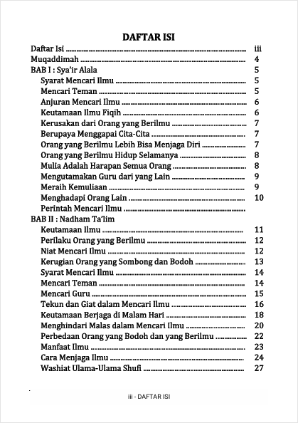 Terjemah Kitab Syair Alala dan Nadhom Taklim Teks Arab - Indonesia preview 1