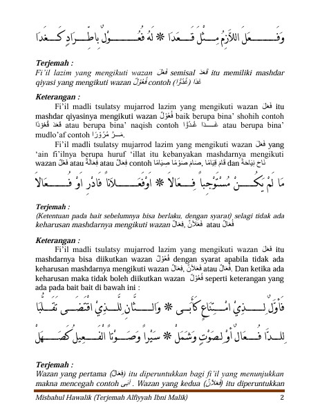 TERJEMAH NADHOM ALFIYAH IBN MALIK DAN PENJELASANYA-Pembahasan Ilmu Sastra Arab Nahwu, dan Sorof preview 2